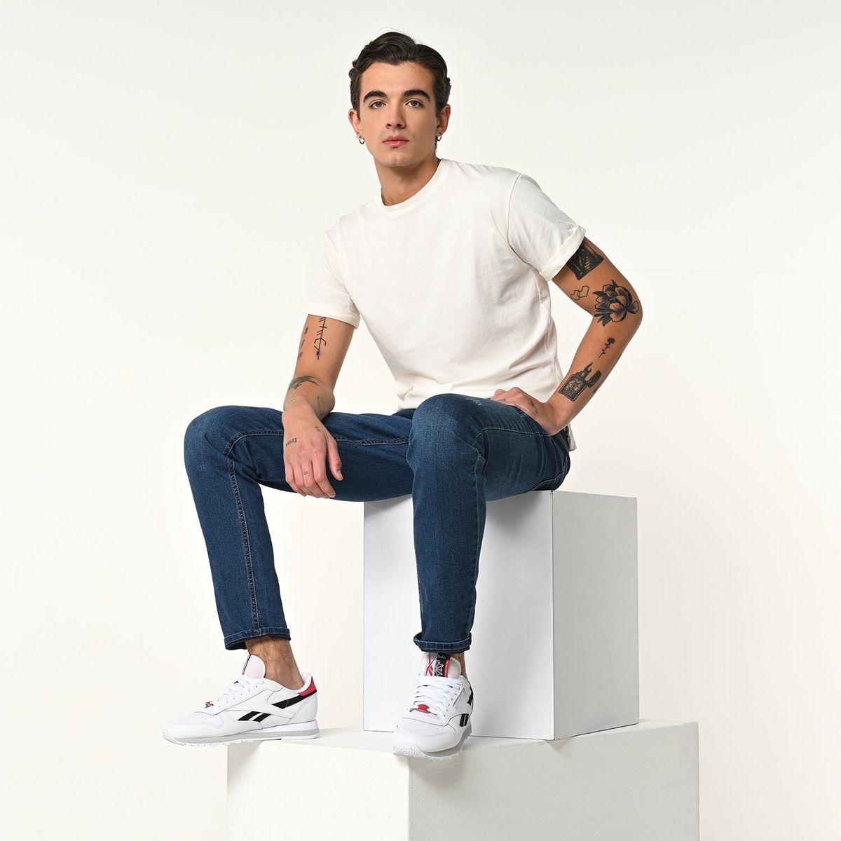 REEBOK - Tenis Reebok para Hombre Moda Classic Leather Blancos