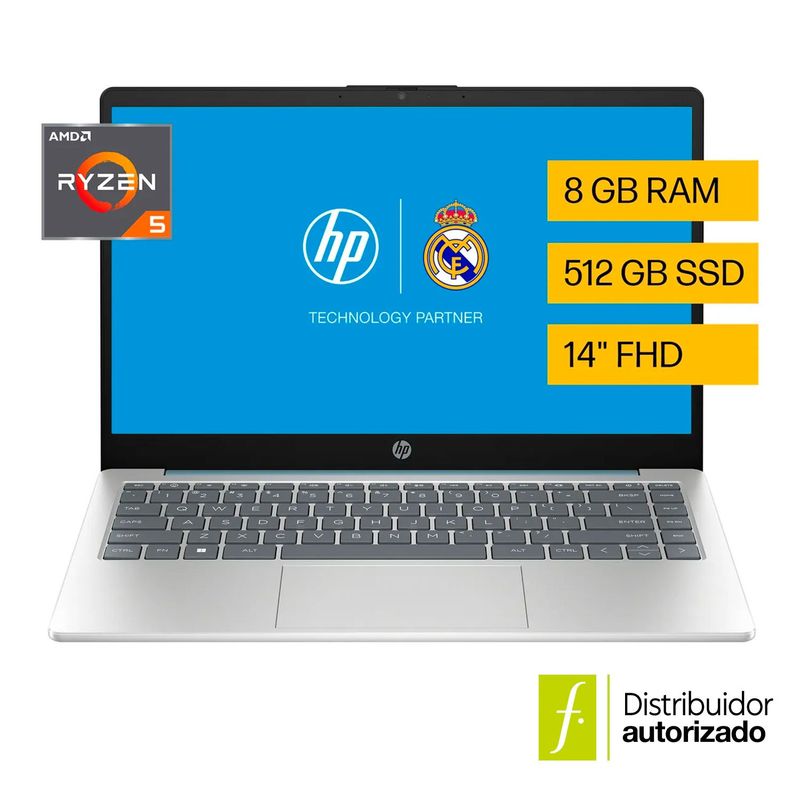 HP - Portátil  HP | AMD Ryzen 5 | 8GB RAM | 512GB SSD Almacenamiento |Windows 11 | 14 pulgadas | 14-em0017la | Computador portátil