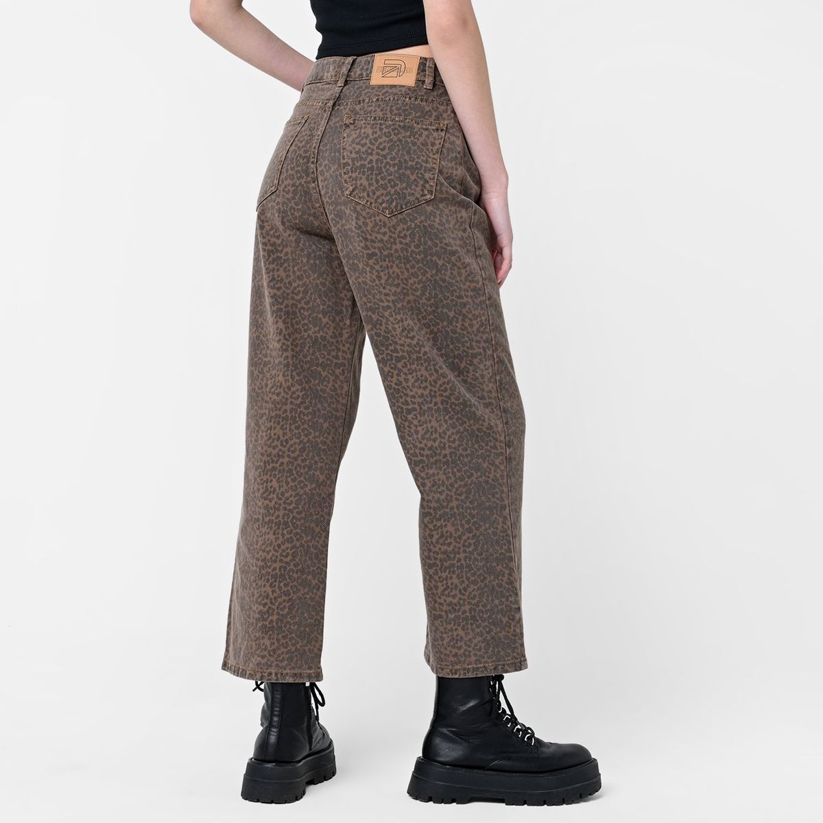 DENIMLAB - Jeans Straight Mujer Tiro alto Animal print de Algodón Denimlab 