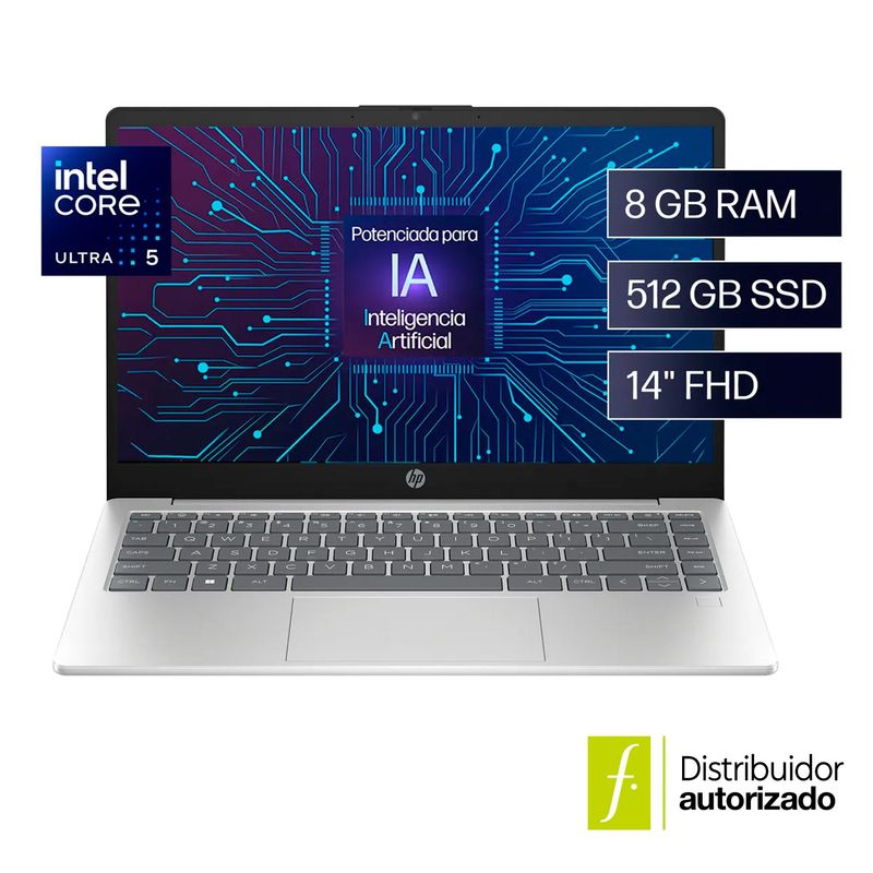 HP - Portátil HP | Intel Core Ultra 5 H | 8GB RAM | 512GB SSD Almacenamiento| Windows 11 | 14 pulgadas | 14-ep1001la | Computador portátil 