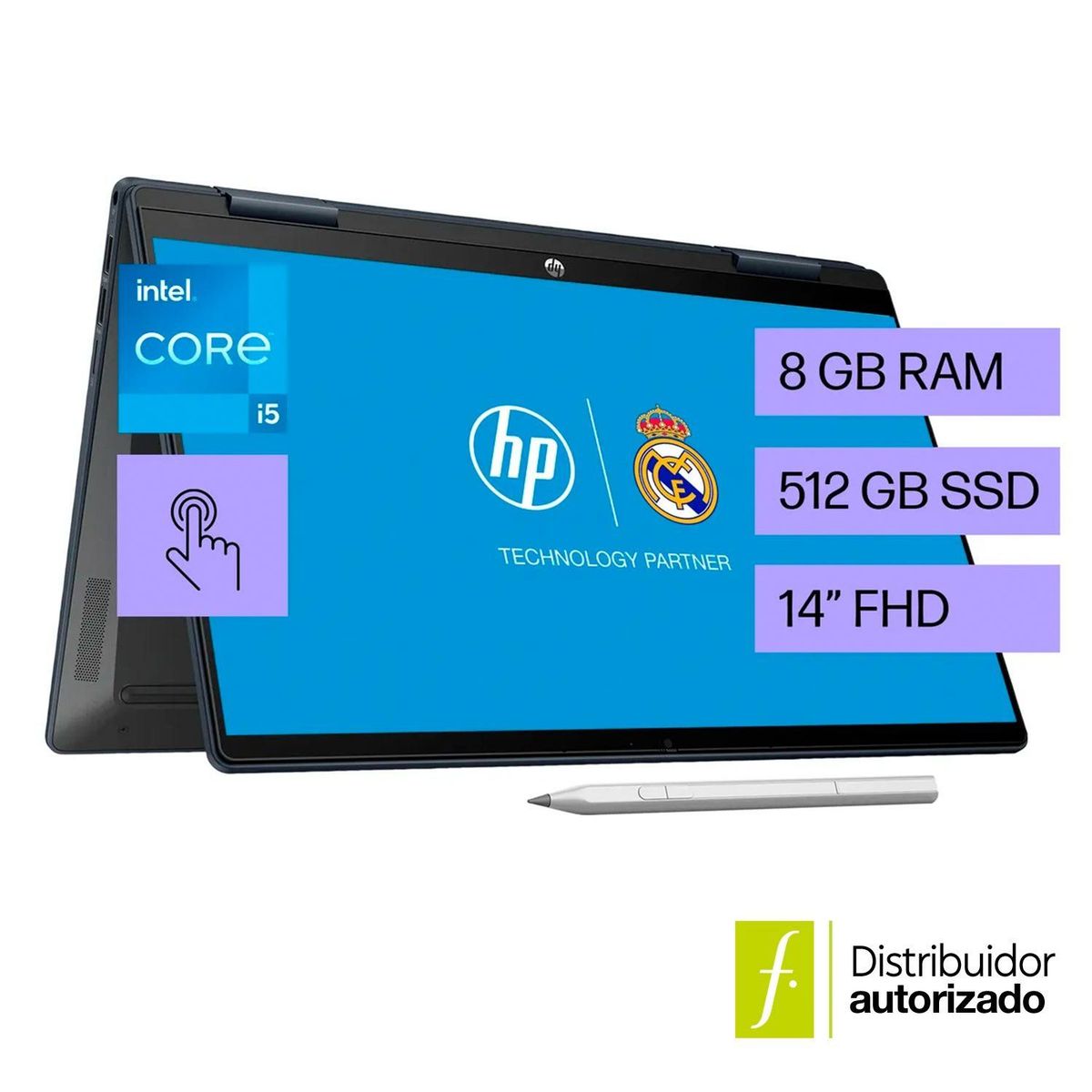 HP - Portátil HP Pavilion x360 2 en 1 | Intel Core i5 | 8GB RAM | 512GB SSD Almacenamiento| Windows 11 | Pantalla Táctil de 14 pulgadas | 14-ek0008la | Computador portátil