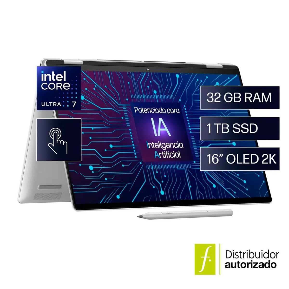 HP - Portátil HP Envy x360 2 en 1 | Intel Core Ultra 7 | 32GB RAM | 1TB SSD Almacenamiento| Windows 11 | Pantlla táctil de 16 pulgadas | 16-ac0000la | Computador portátil
