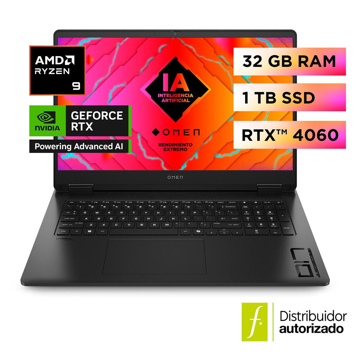HP - Portátil HP OMEN Gaming | AMD Ryzen AI9 | 32GB RAM | 1TB SSD Almacenamiento| Windows 11 | NVIDIA GeForce RTX 4060 | 17.3 pulgadas | 17-db0009la| Computador portátil.