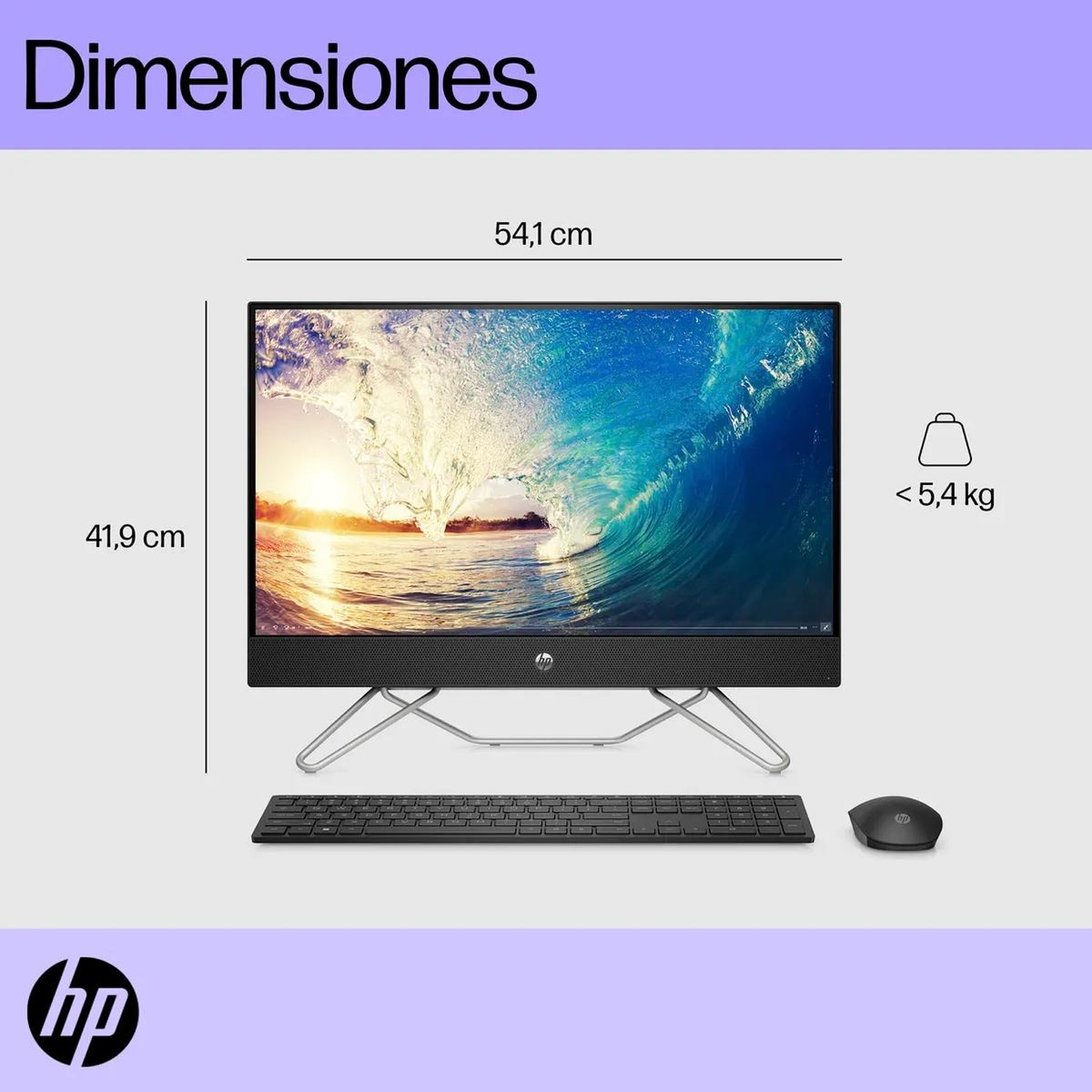 HP - Computador de escritorio HP All in One | Intel® Core¿ i5 | 8GB RAM | 512GB SSD Almacenamiento| Windows 11 | 23.8 pulgadas | 24-cb1027la