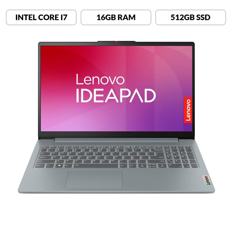 LENOVO - Portátil Lenovo Ideapad Slim 3 | Intel Core i7 Serie H | 16GB de RAM | 512GB SSD de Almacenamiento | Windows 11 | Pantalla 15.6 pulgadas Touch| IP Slim 3 | Computador Portátil