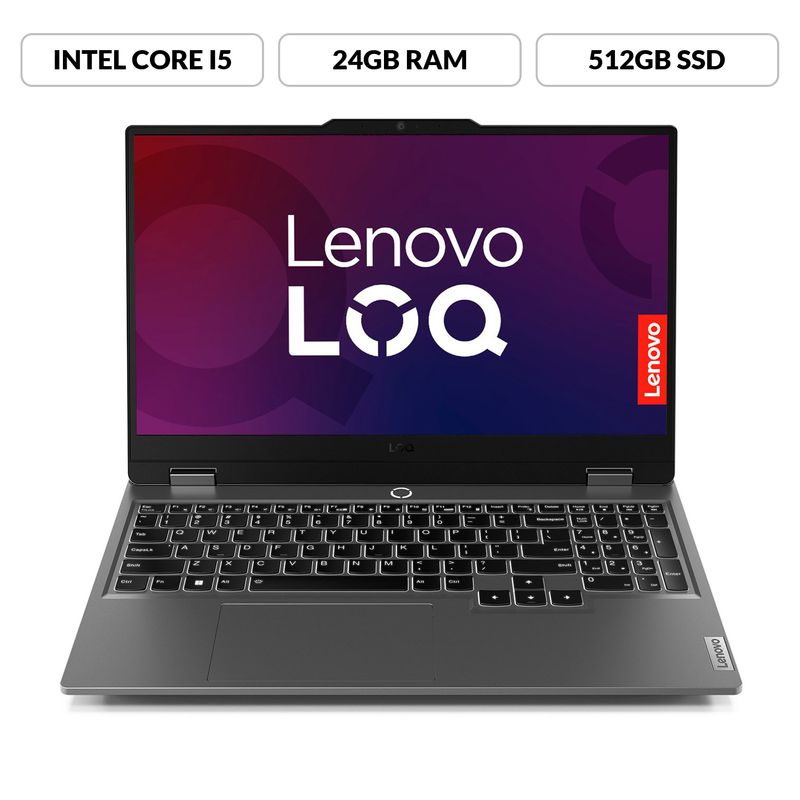 LENOVO - Portátil Gamer Lenovo LOQ | Geforce RTX 3050 | Intel Core i5 Serie HX | 24GB de RAM | 512GB SSD de Almacenamiento | Windows 11 | Pantalla 16 pulgadas | LOQ | Computador Portátil 