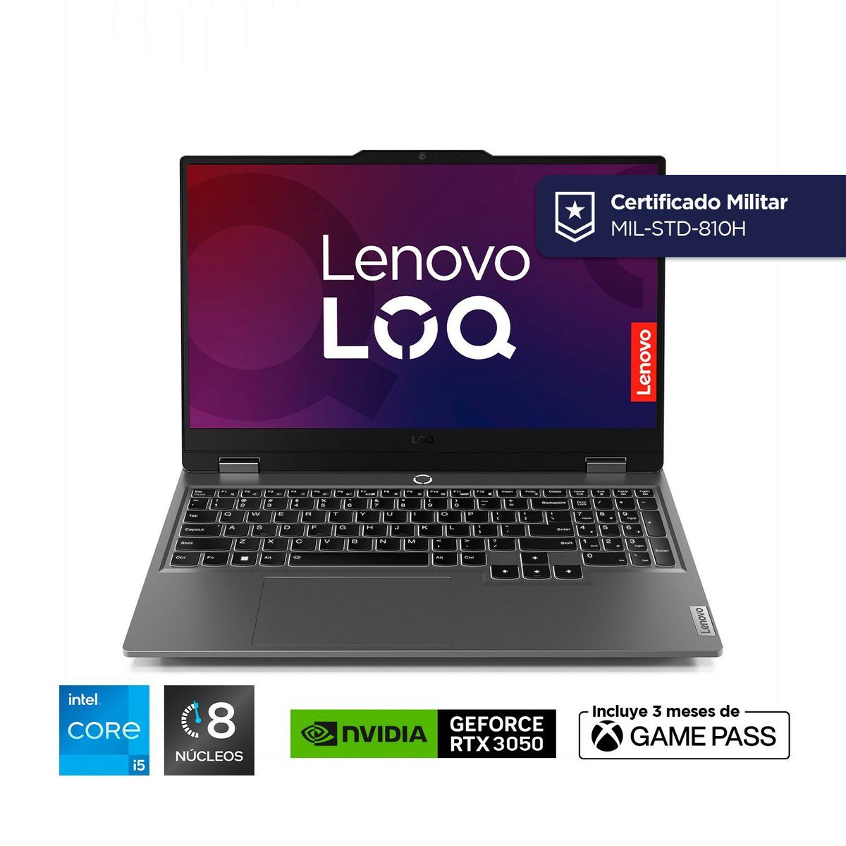 LENOVO - Portátil Gamer Lenovo LOQ | Geforce RTX 3050 | Intel Core i5 Serie HX | 24GB de RAM | 512GB SSD de Almacenamiento | Windows 11 | Pantalla 16 pulgadas | LOQ | Computador Portátil 
