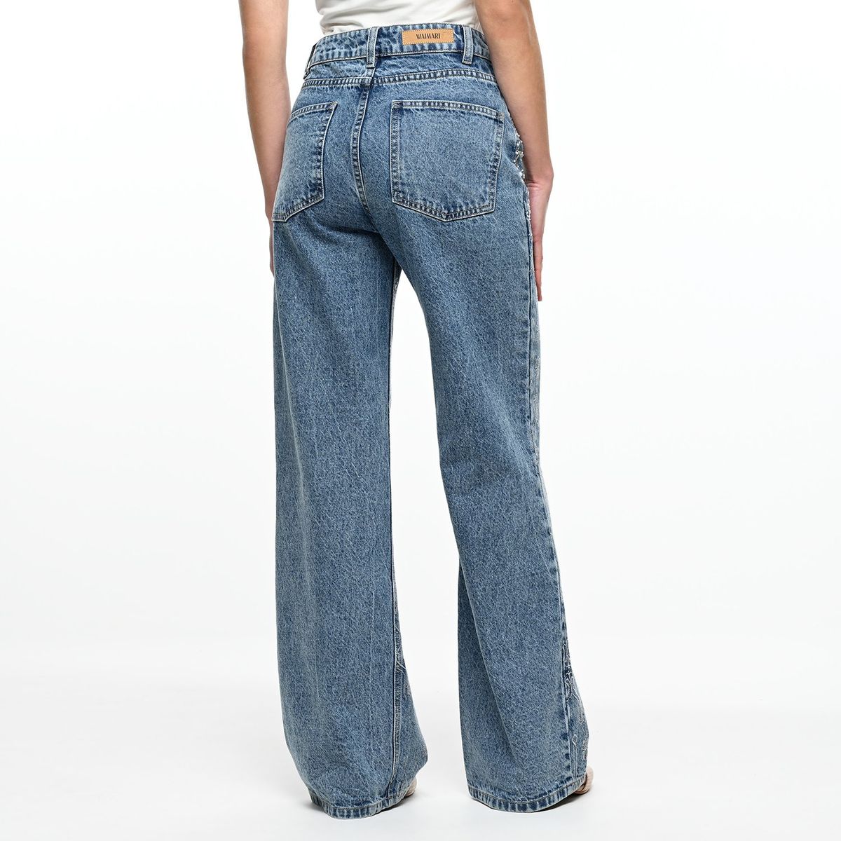 WAIMARI X FALABELLA - Jean Straight Mujer Tiro medio con aplique WAIMARI X FALABELLA