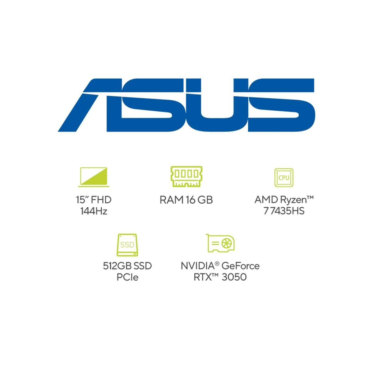 ASUS - Portátil ASUS TUF Gaming A15 | GeForce RTX 3050 | AMD Ryzen 7 | 16GB de RAM | 512G SSD de almacenamiento |  Windows 11 | 15.6 Pulgadas | FA506NCR-HN008W | Computador portátil Gamer