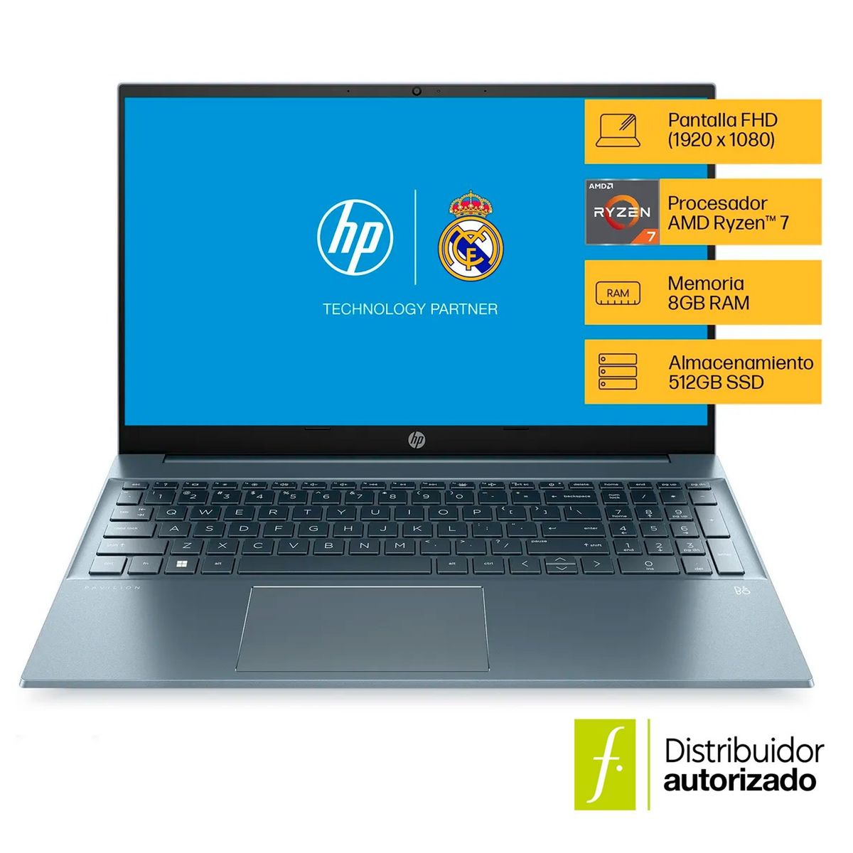 HP - Portátil HP Pavilion | AMD Ryzen 7 | 8GB RAM | 512GB SSD Almacenamiento| Windows 11 | 15.6 pulgadas | 15-eh3004la| Computador portátil