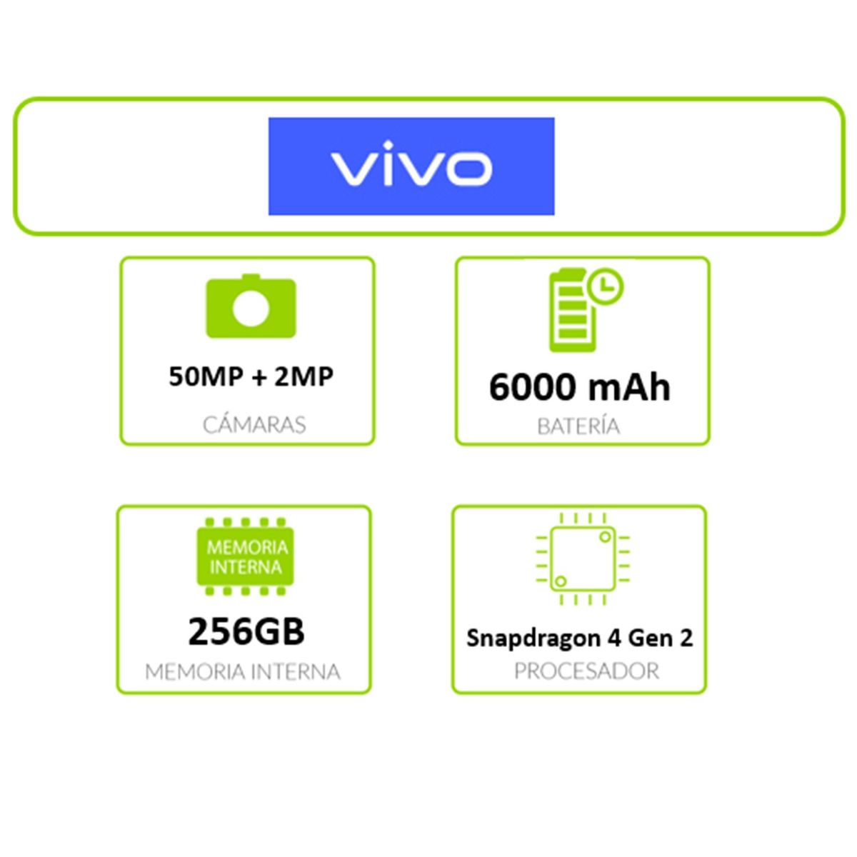 VIVO - Celular Vivo Y38 5G 256GB |  8GB RAM | Camara Frontal  8MP  | Camara Trasera 50 MP + 8 MP +2 MP |  Pantalla AMOLED 6.68 pulgadas | Procesador Snapdragon 4 Gen 2