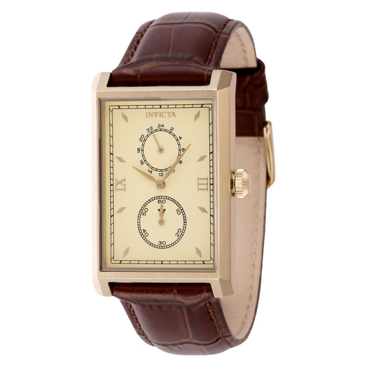 INVICTA - Reloj Invicta para Hombre Vintage . Reloj Análogo Cuero Marrón