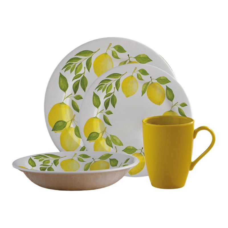 CORONA - Juego de vajilla Corona 4 Puestos Ec-Vajilla 4-16 Limones Mug