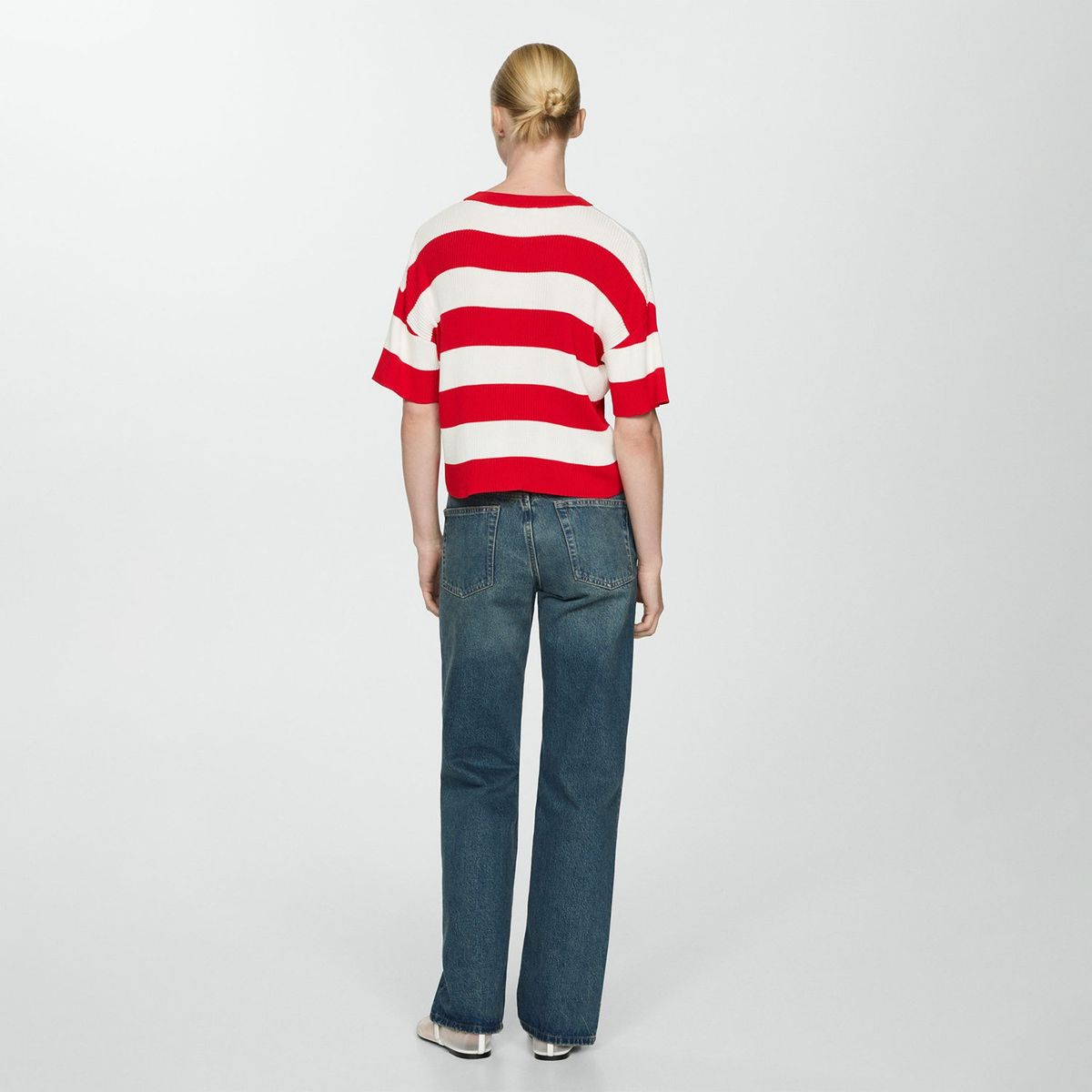MANGO - Camiseta Mujer de Rayas Manga corta MANGO