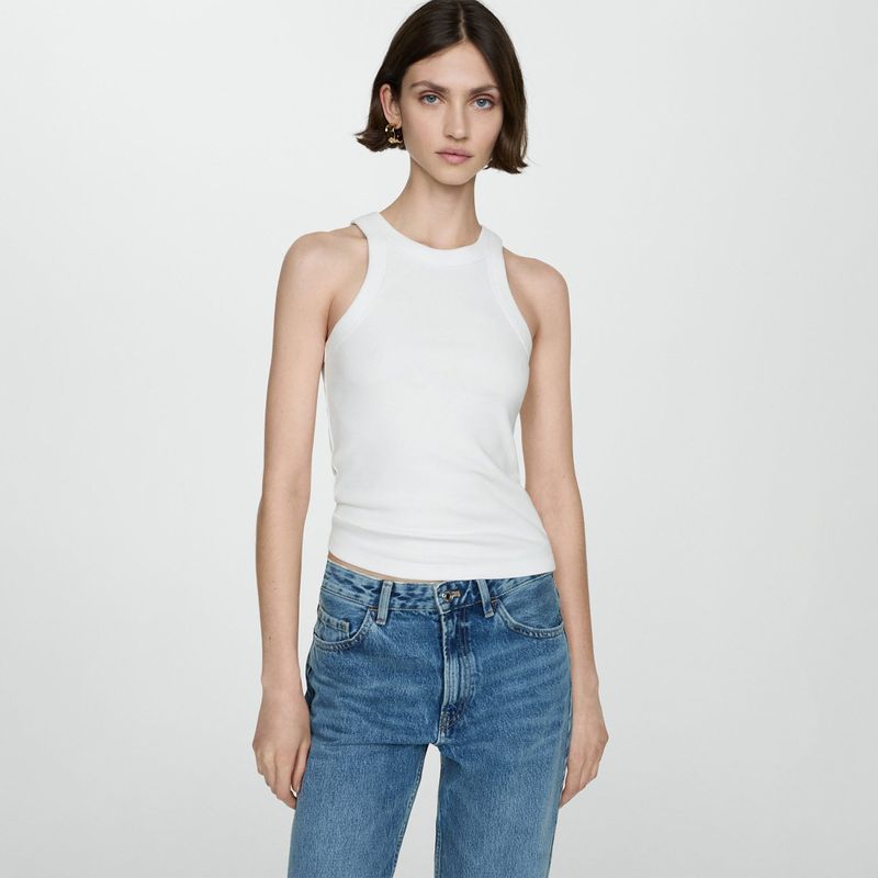 MANGO - Top esqueleto Mujer Sin mangas de Algodón MANGO