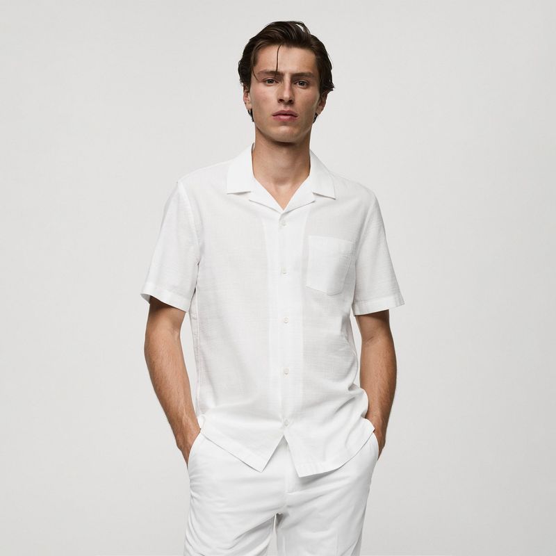 MANGO - Camisa Hombre Manga corta de Algodón MANGO