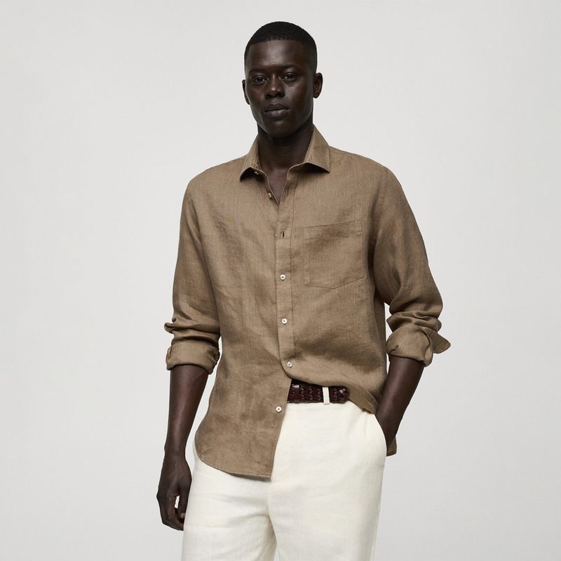 MANGO - Camisa Hombre Manga larga de Lino MANGO