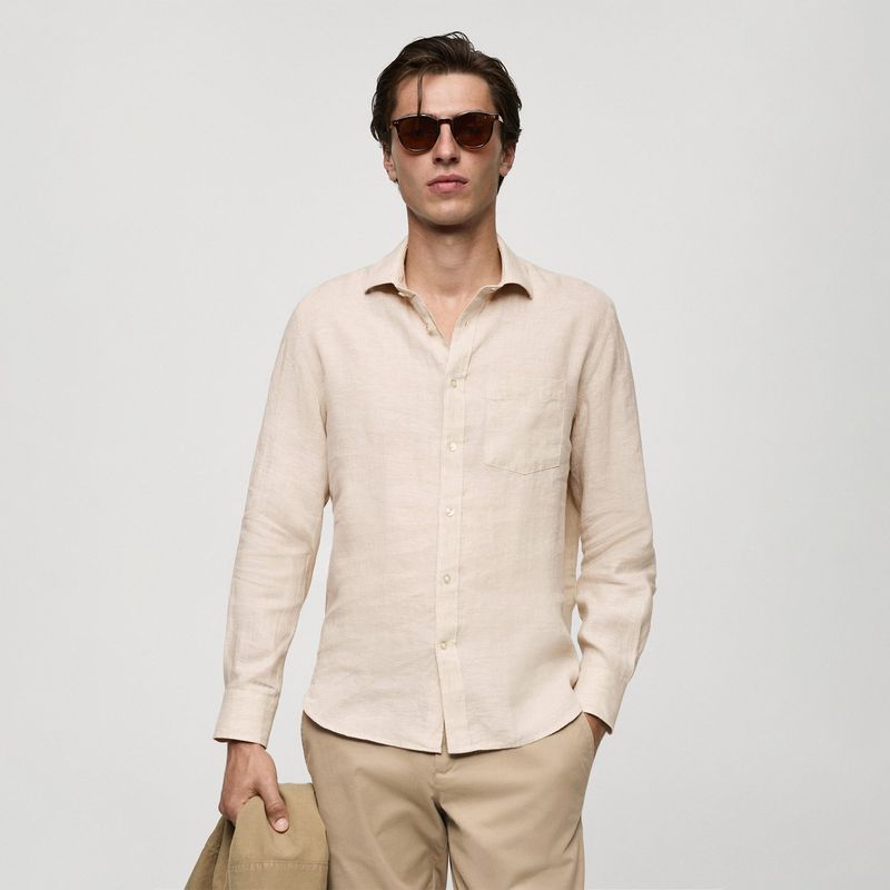 MANGO - Camisa Hombre Manga larga de Lino MANGO
