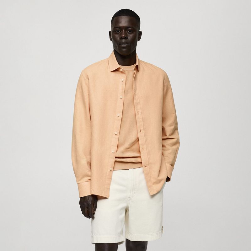 MANGO - Camisa Hombre Manga larga de Lino MANGO