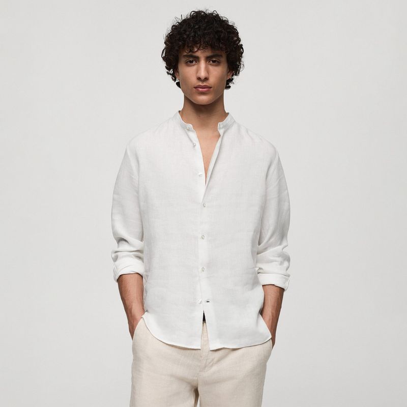 MANGO - Camisa Hombre Manga larga de Lino MANGO