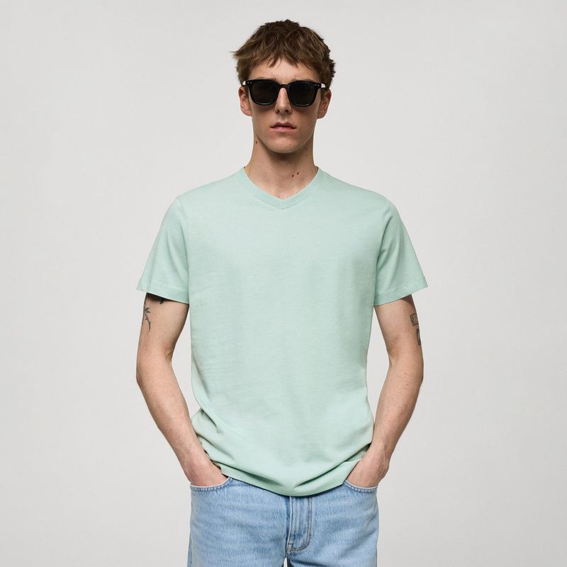 MANGO - Camiseta Hombre Manga corta Slim de Algodón MANGO