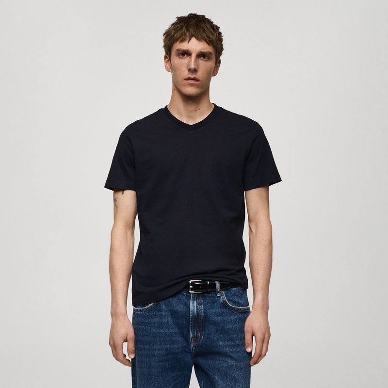 MANGO - Camiseta Hombre Manga corta Slim de Algodón MANGO