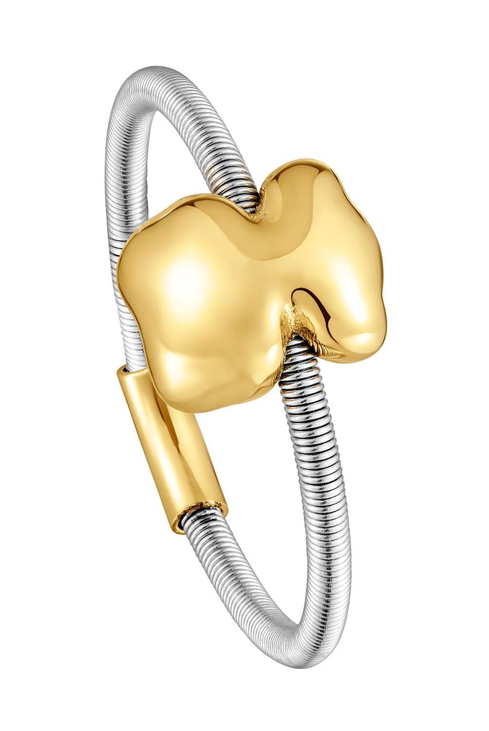 TOUS - Anillo oso pequeño de oro y acero Mesh Tube