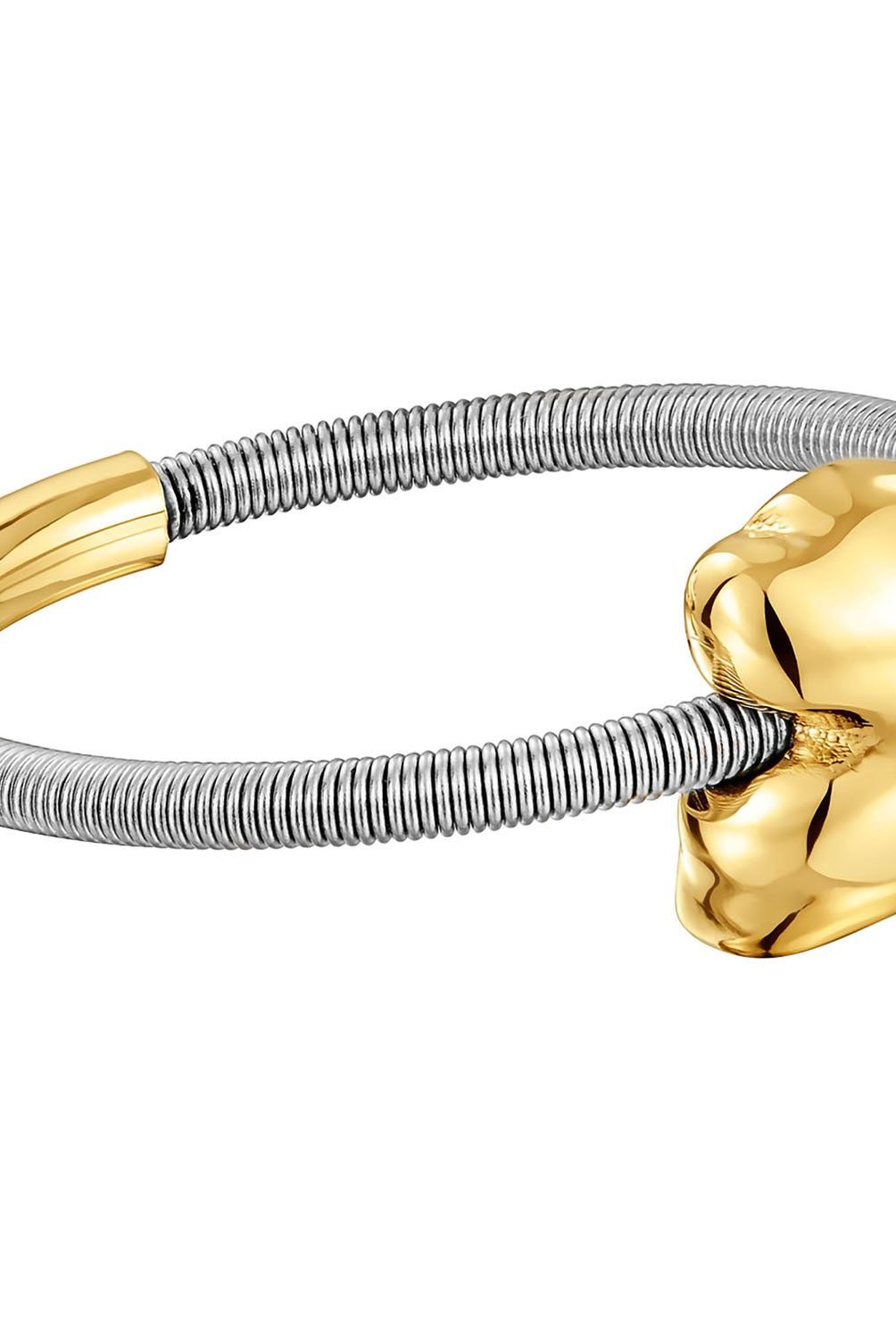 TOUS - Anillo oso pequeño de oro y acero Mesh Tube