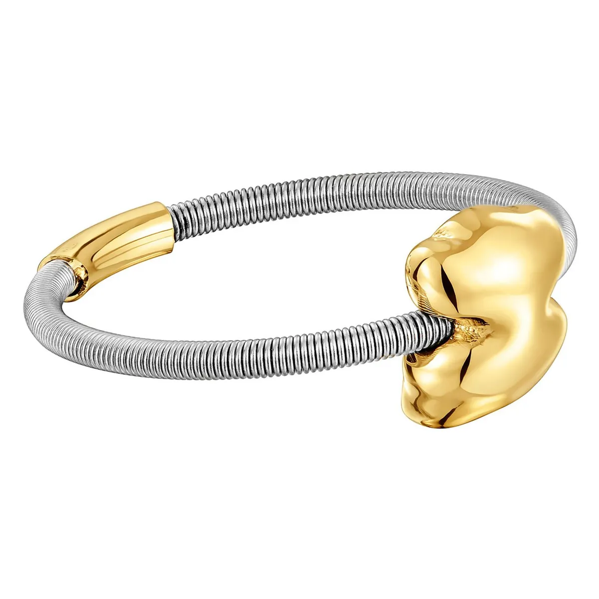 TOUS - Anillo oso pequeño de oro y acero Mesh Tube