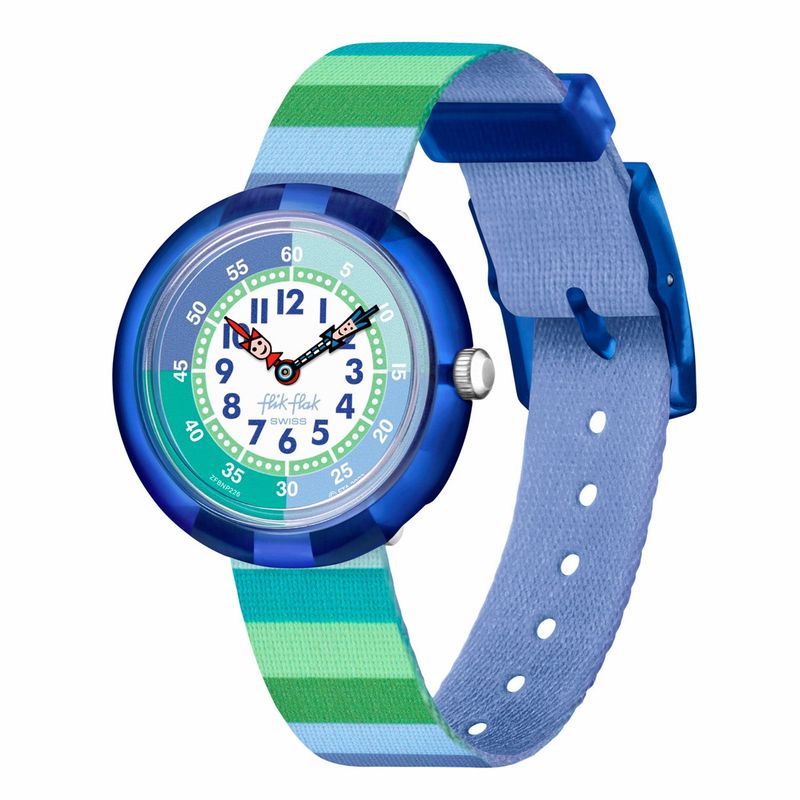 FLIK FLAK - Reloj Flik Flak Niño STRIPY GREEN. Reloj Plástico Azul ZFBNP226