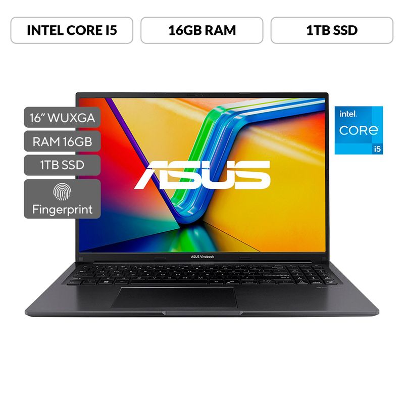 ASUS - Portátil ASUS Vivobook 16 | Intel Core i5 | 16GB de RAM | 1TB SSD de almacenamiento | Windows 11 |16 Pulgadas | X1605ZA-MB639W |  Computador portátil