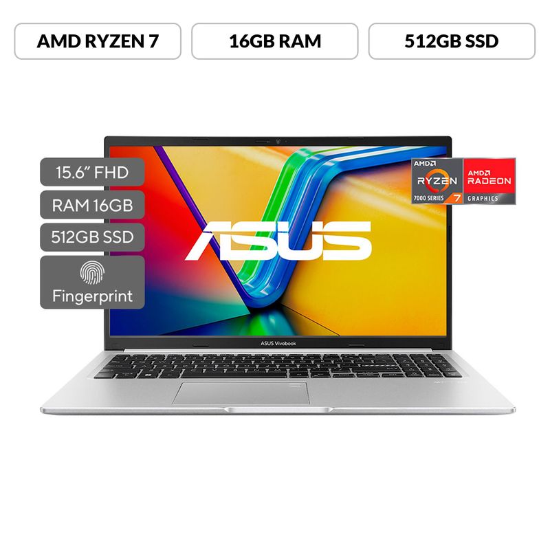 ASUS - Portátil ASUS Vivobook 15 | AMD Ryzen 7 | 16GB de RAM | 512GB SSD de almacenamiento | Windows 11 |15.6 Pulgadas | M1502YA-NJ180W |  Computador portátil