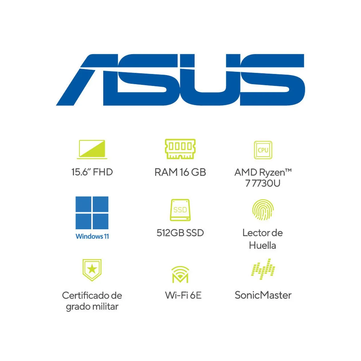 ASUS - Portátil ASUS Vivobook 15  | AMD Ryzen 7 | LPDDR5 16GB|  512 GB SSD de almacenamiento | Windows 11 |15.6 Pulgadas |M1502YA-NJ180W |  Computador portátil