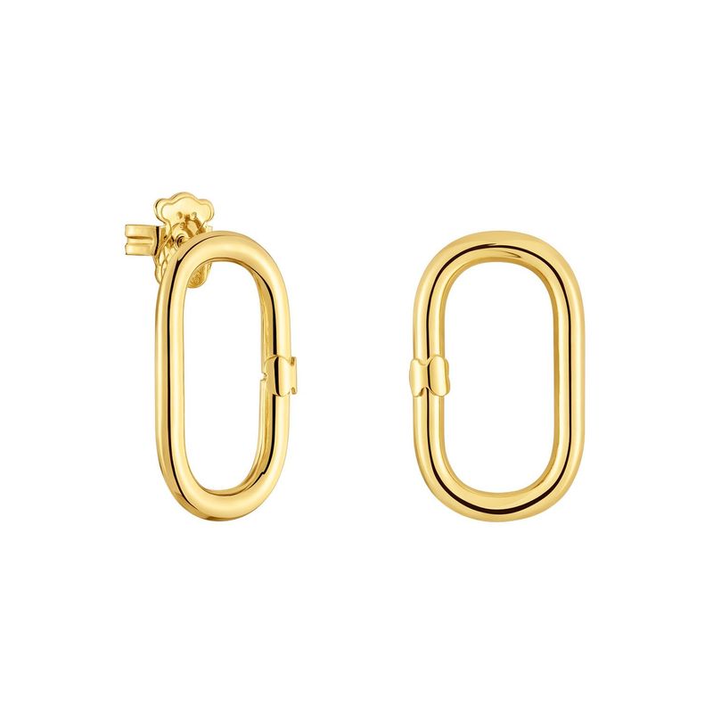 TOUS - Aretes cortos con baño de oro 18 kt sobre plata Hold Oval