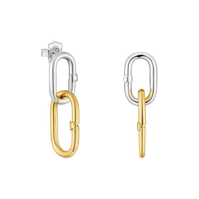 TOUS - Aretes largos bicolor Hold Oval