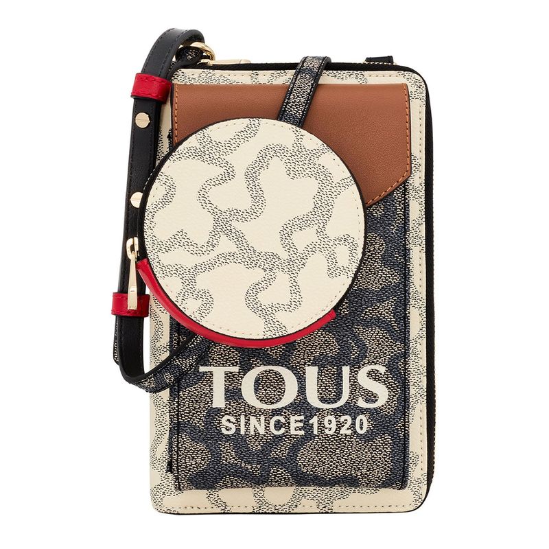 TOUS - Portamóvil colgante con billetera negro y beige Kaos Icon