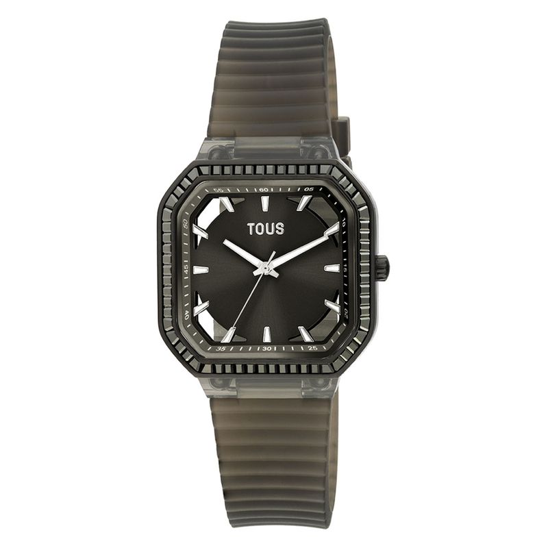 TOUS - Reloj analógico de acero IP negro con zirconitas Gleam Fresh