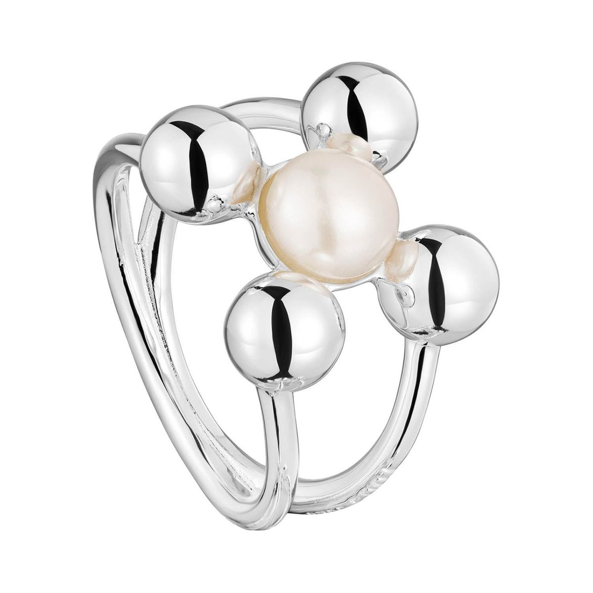 TOUS - Anillo grande motivos de plata y perla cultivada Sugar Party