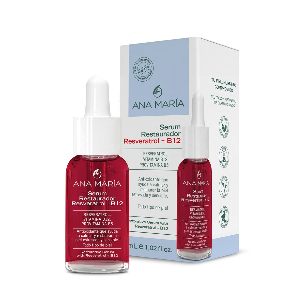 ANA MARIA - Sérum Facial Restaurador Resveratrol + B12 Ana Maria para Todo tipo de piel 30 ml