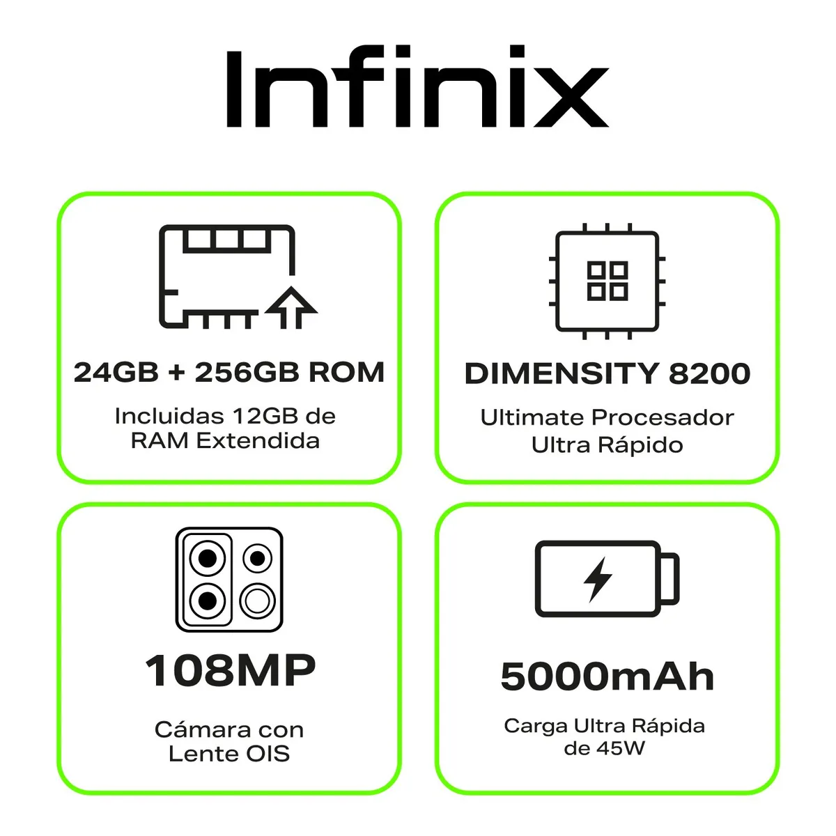 INFINIX - Celular Infinix GT 20 PRO |12GB RAM|256GB ROM|Cámara posterior 108MP OIS|Cámara frontal 32MP|Pantalla 6.78"|Dimensity 8200 Ultimate