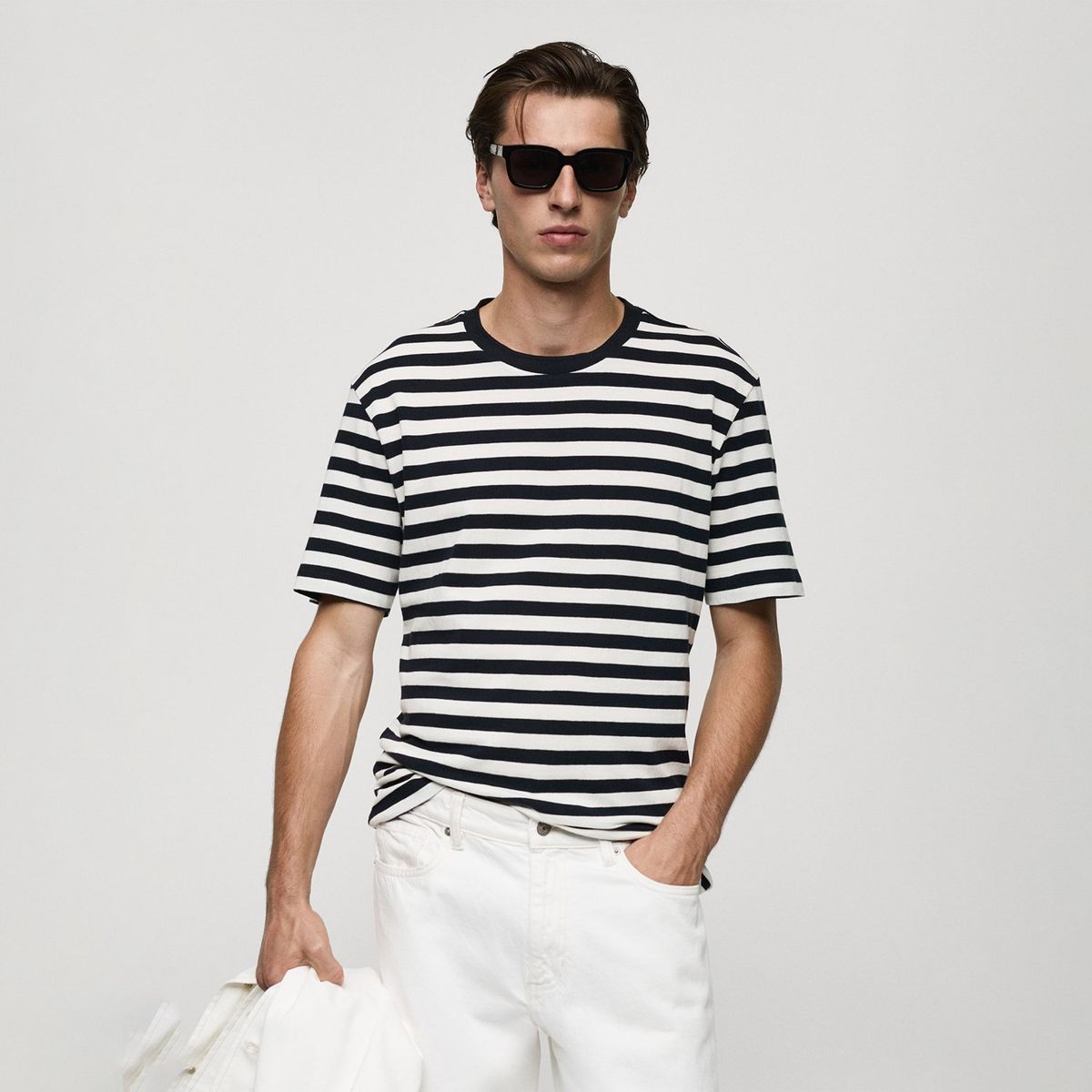 MANGO - Camiseta Hombre Manga corta de Rayas MANGO