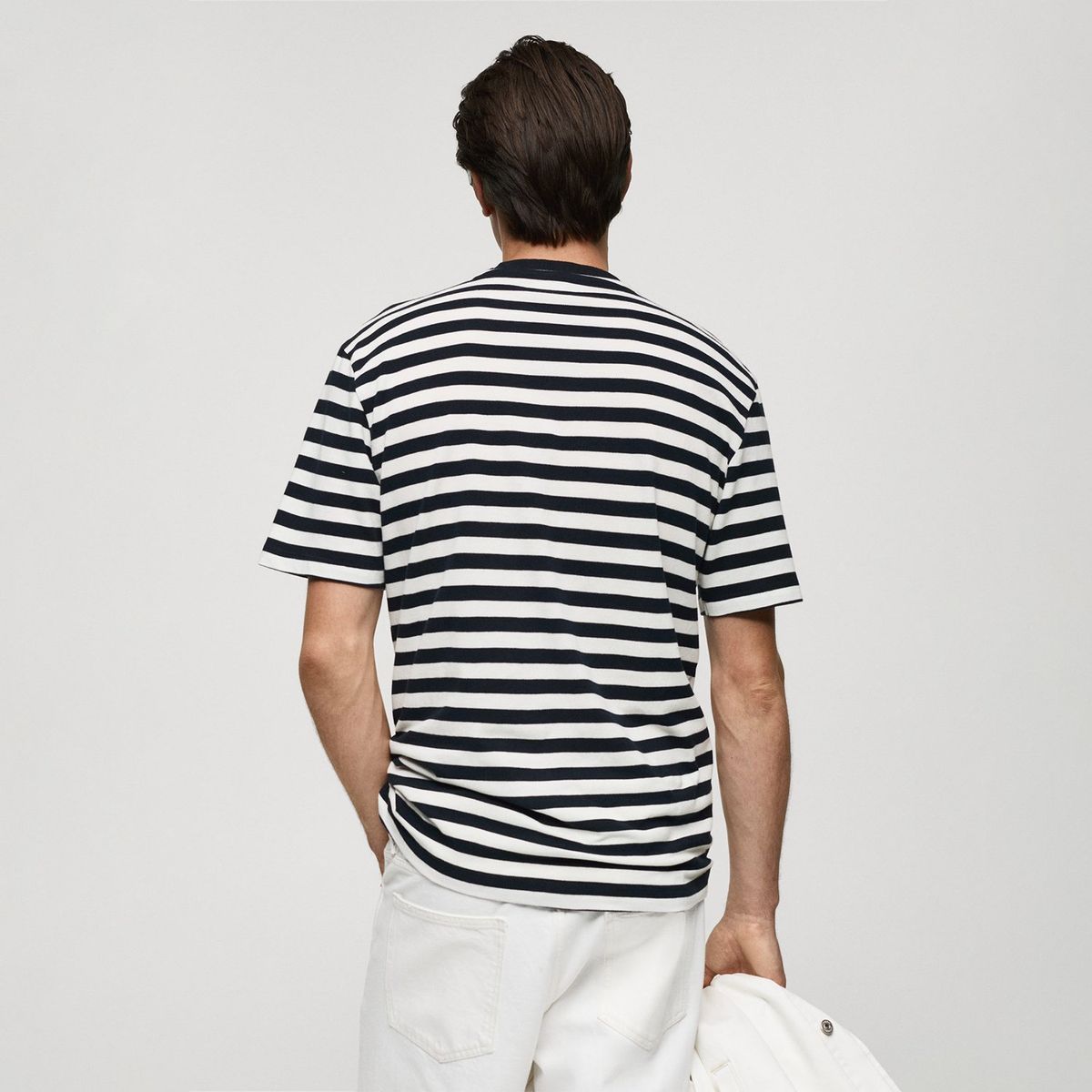 MANGO - Camiseta Hombre Manga corta de Rayas MANGO