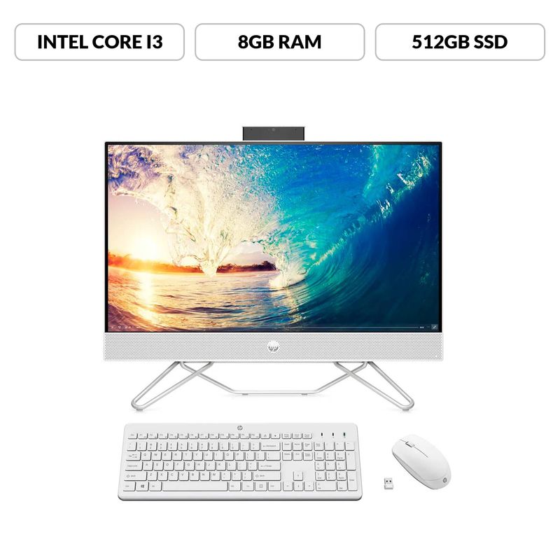 HP - Computador de escritorio All in One HP | Intel® Core¿ i3 | 8GB RAM | 512GB SSD Almacenamiento| Windows 11 | 23.8 pulgadas | 24-cb1010la 