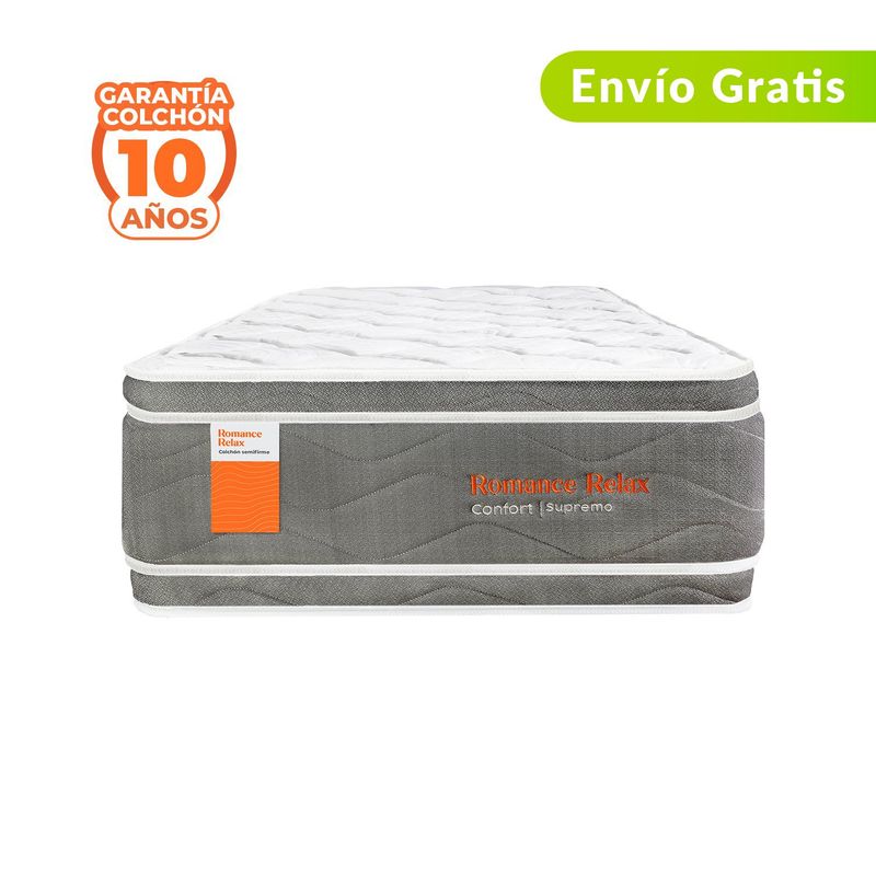 COLCHONES ROMANCE RELAX - Colchón Doble Firme Ortopédico con Doble Pillow Confort Supremo 140 x 190 cm + Sabanas Romance Relax 