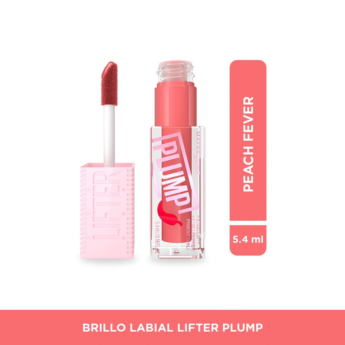MAYBELLINE - Brillo labial LIFTER GLOSS PLUMP HOT HONEY Maybelline 5.4 ML