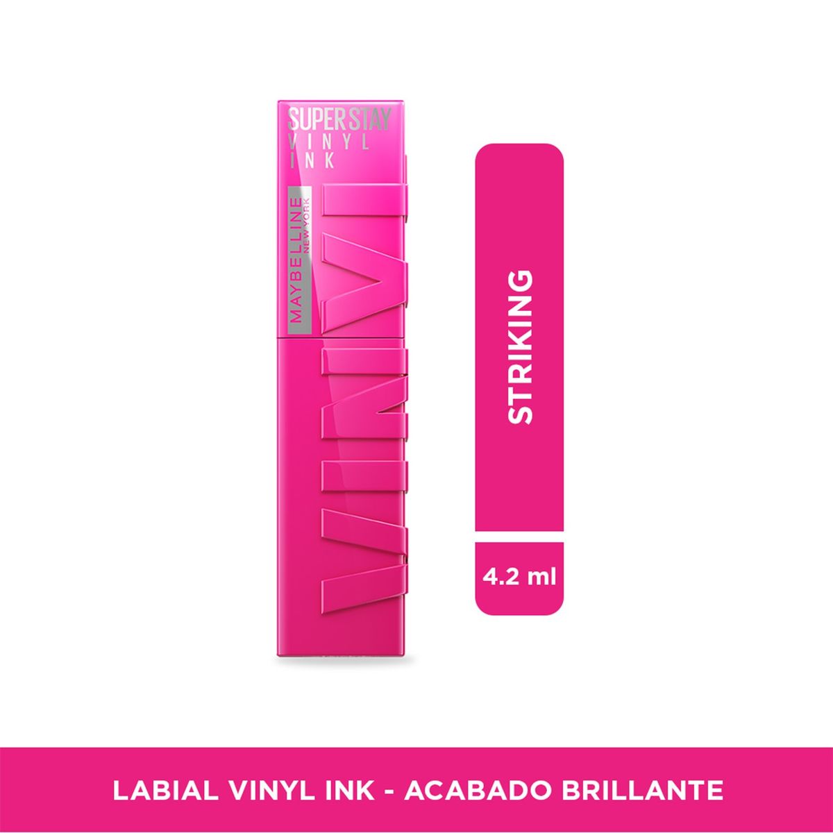 MAYBELLINE - Labial larga duración LABIAL VINYL INK PINK STRIKING Maybelline 4.2 ML