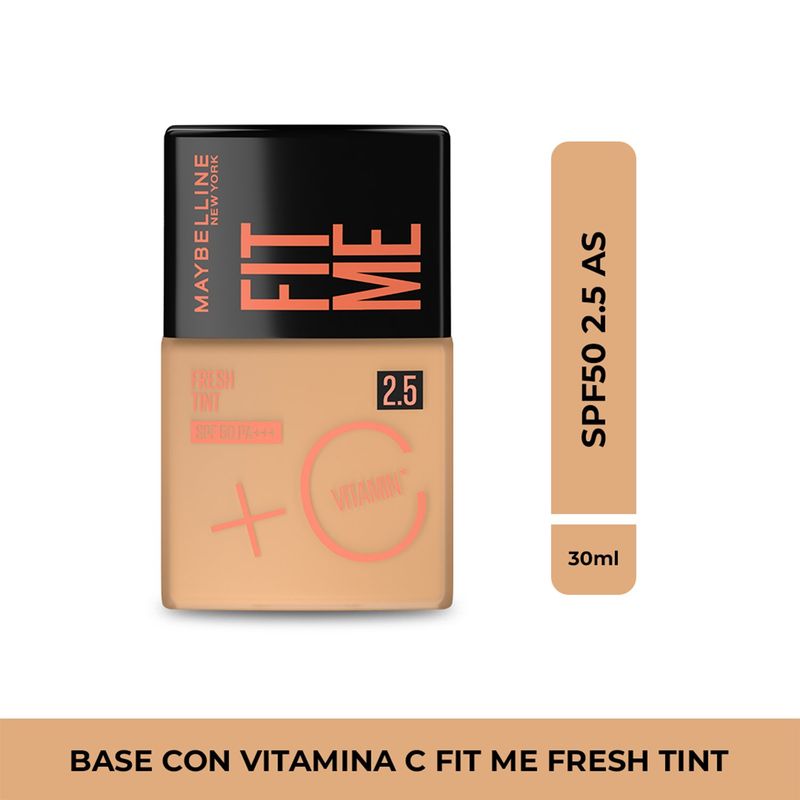 MAYBELLINE - Base de maquillaje Líquida FIT ME FRESH TINT SPF50 2 5 AS X Maybelline 30 ml