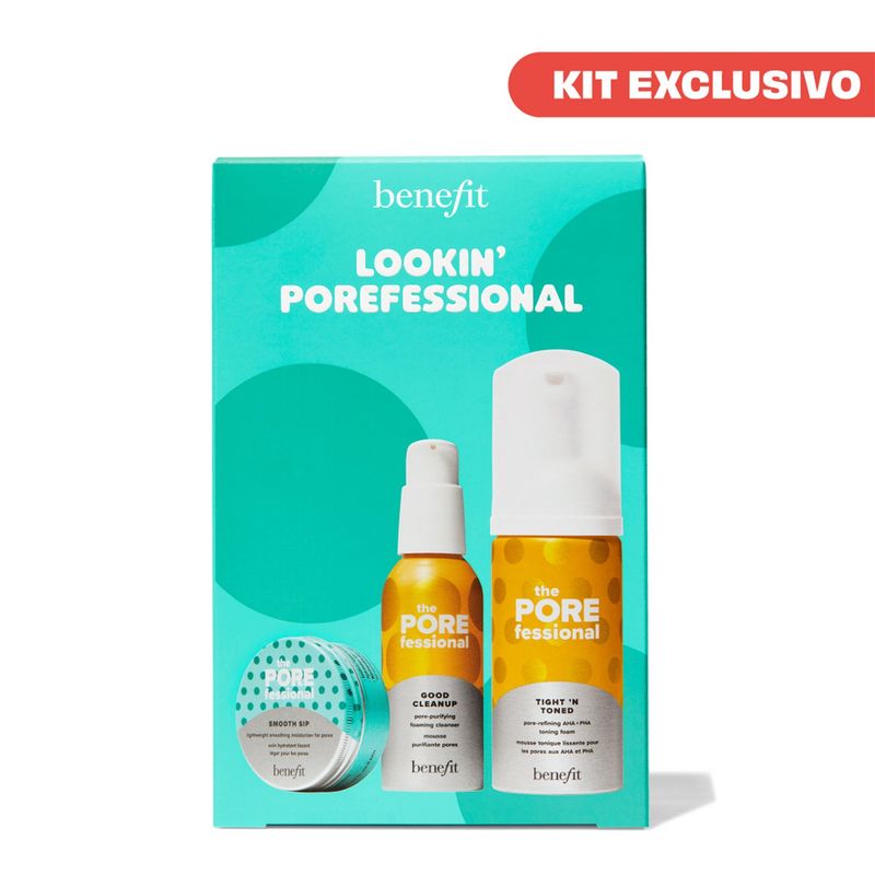 BENEFIT - Kit crema hidratante + limpiador facial + tónico facial Benefit Lookin Porefessional
