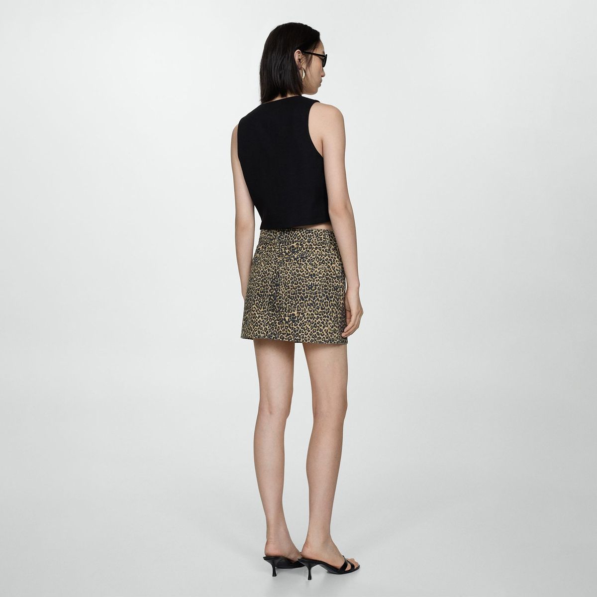 MANGO - Falda Mini Mujer con Estampado de Algodón MANGO