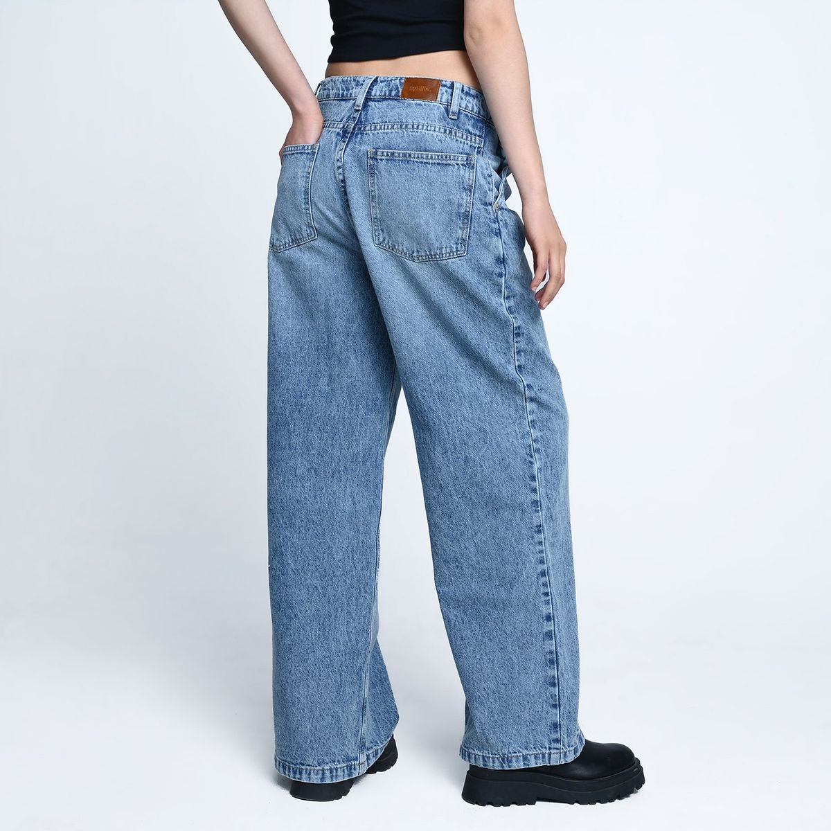 SYBILLA - Jean Wide Leg Pinzas Mujer Tiro medio Sybilla